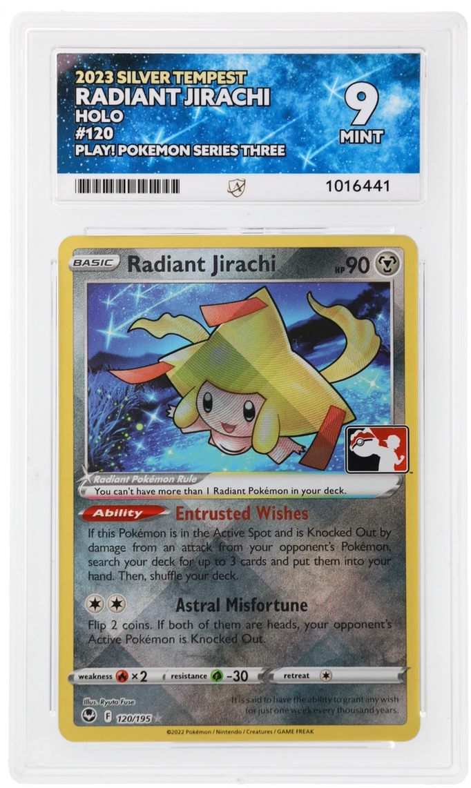 RADIANT JIRACHI PLAY! PRIZE SERIES 3 STAMPED HOLO SILVER TEMPEST 120/195 ACE 9