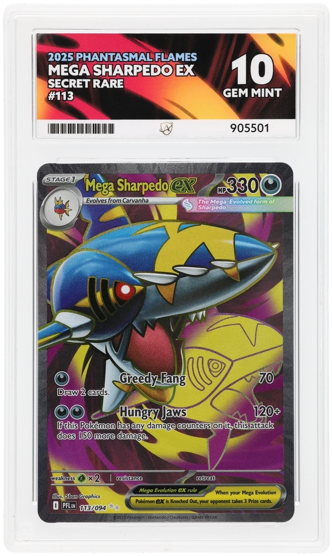 MEGA SHARPEDO EX SECRET RARE 113/094 PHANTASMAL FLAMES ACE 10